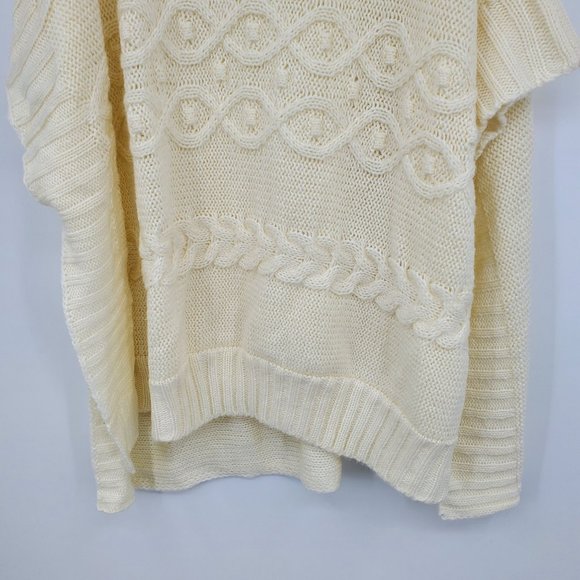 NWT Loft Ann Taylor Cream Oversized Cable Knit Poncho Sweater M / Large - Picture 7 of 11